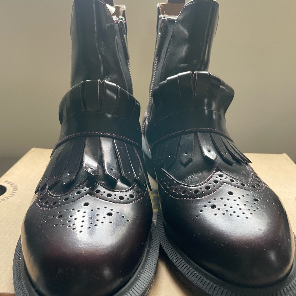 Dr. Martens Women's Tina Arcadia Leather Kiltie Chelsea Boots - Cherry Red